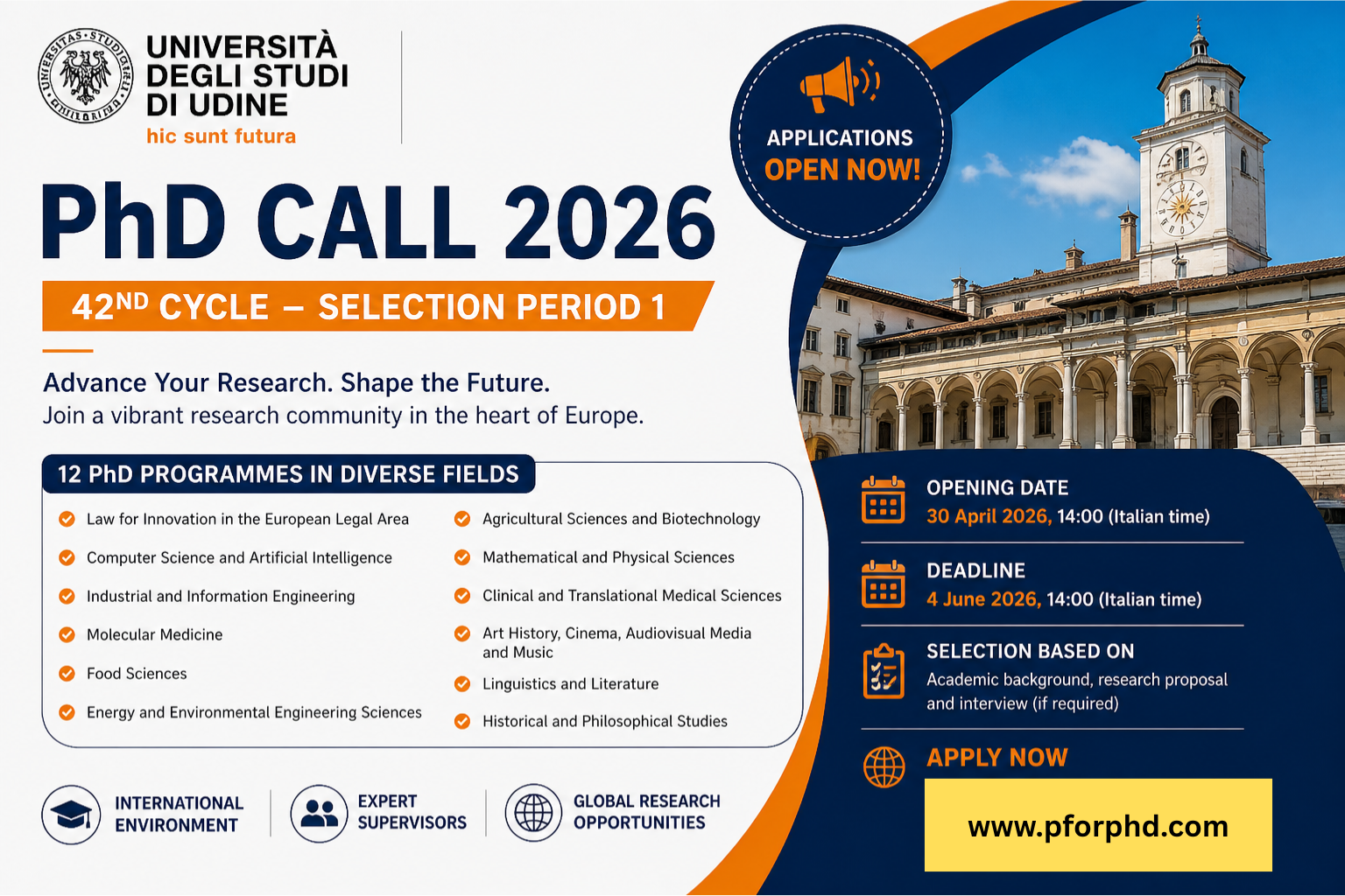 PhD Call 2026 – University of Udine (Italy) | Apply Now