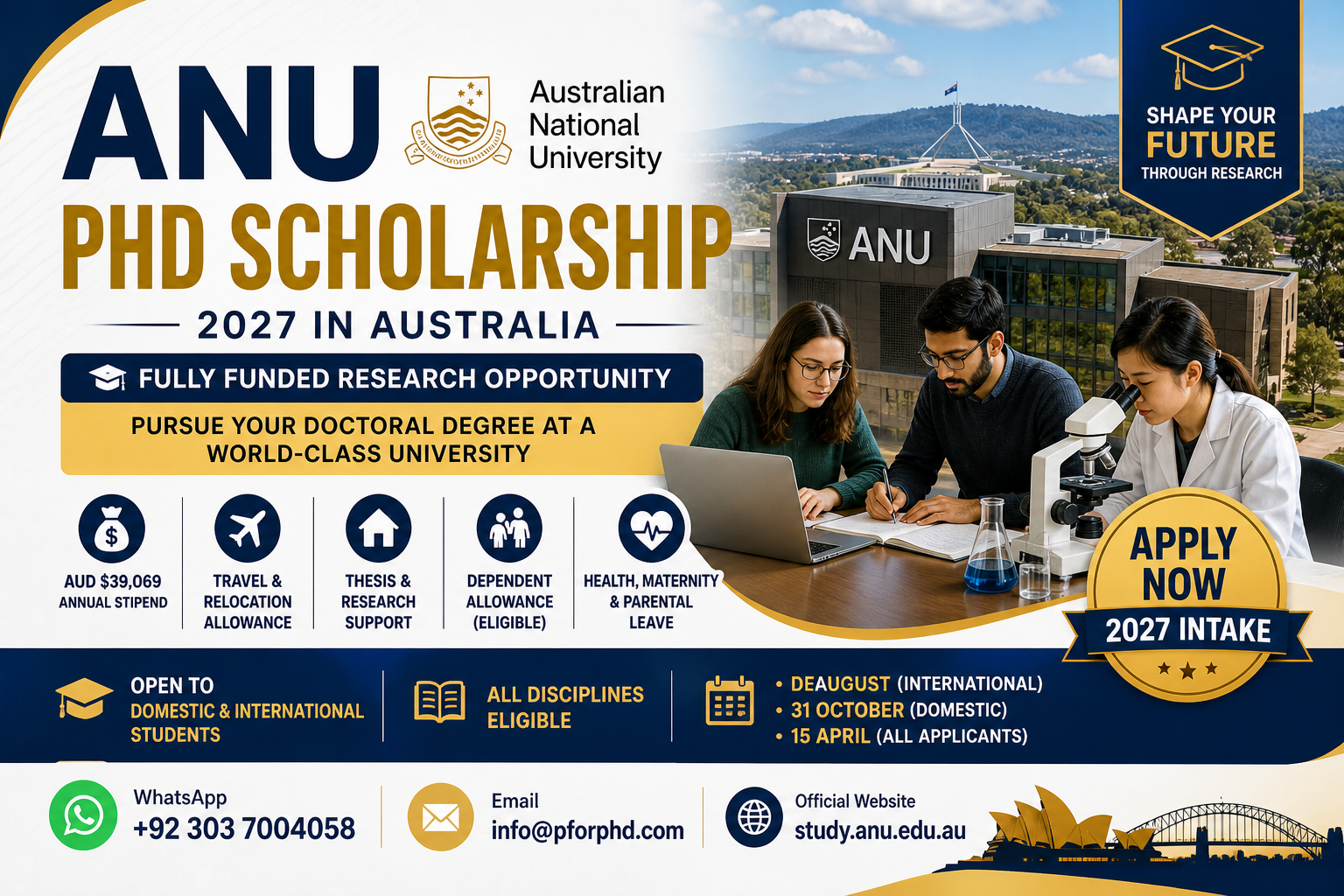 ANU PhD Scholarship 2027 in Australia (Fully Funded)